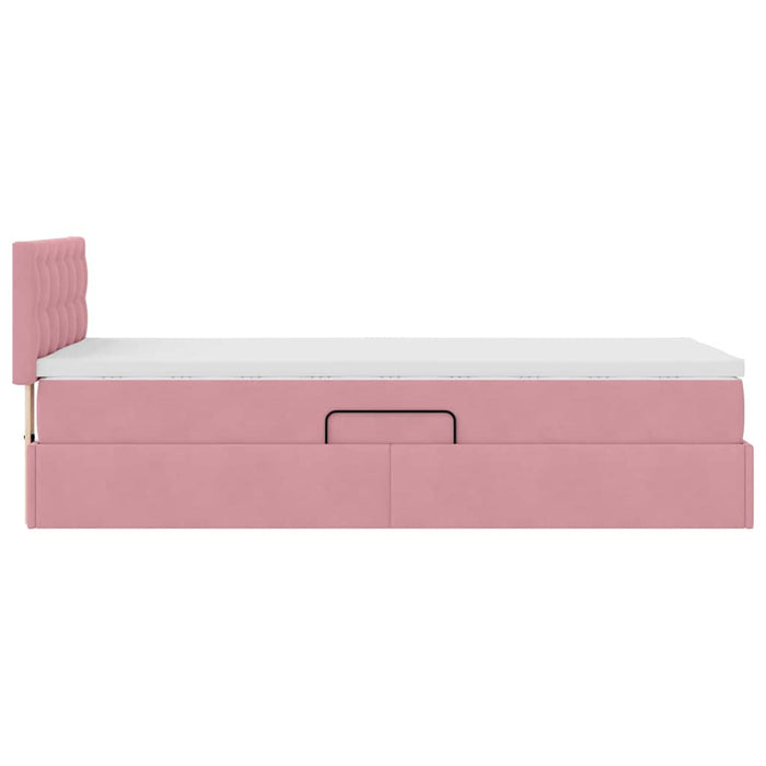 Pat cu saltea și LED cu saltea cu led Roz 90 x 200 cm Catifea - WALTI WALTI
