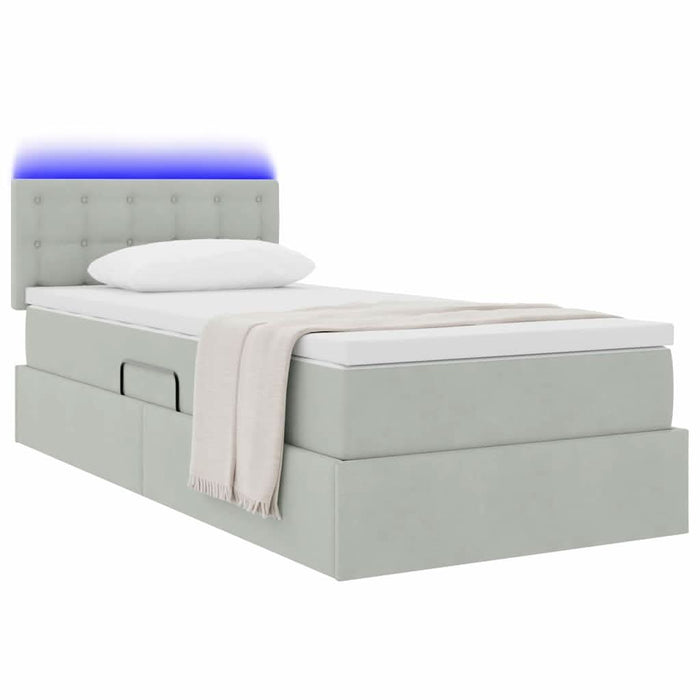 Pat cu saltea și LED cu saltea Gri deschis 100 x 200 cm Catifea - WALTI WALTI