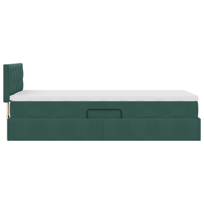 Pat cu saltea și LED cu led Verde închis 100 x 200 cm Catifea - WALTI WALTI