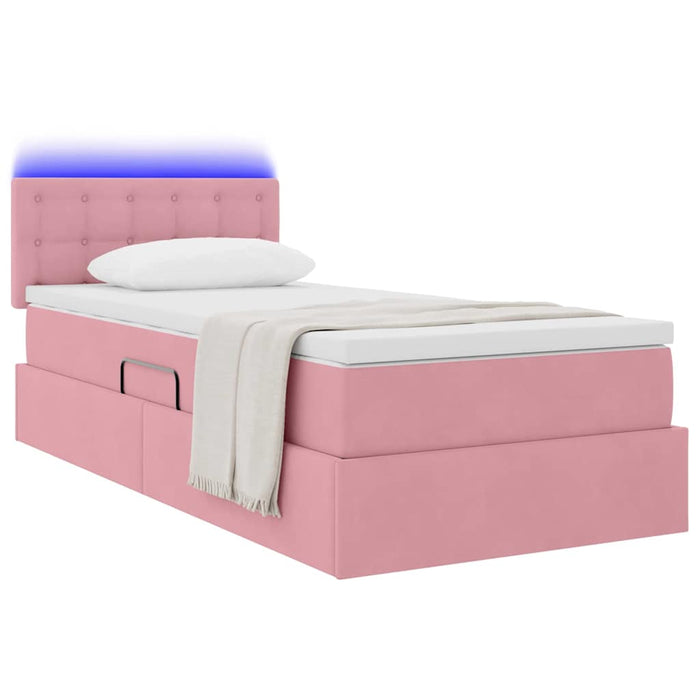 Pat cu saltea și LED cu saltea cu led Roz 100 x 200 cm Catifea - WALTI WALTI