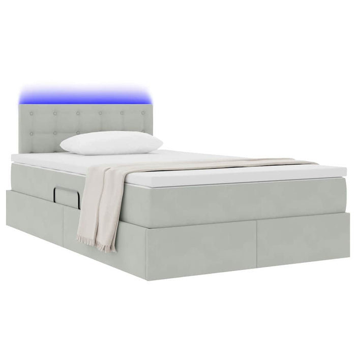 Pat cu saltea și LED cu saltea Gri deschis 120 x 190 cm Catifea - WALTI WALTI