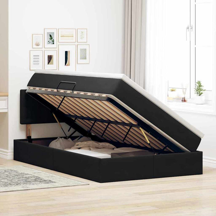 Pat cu saltea și LED cu saltea Negru 120 x 190 cm Catifea - WALTI WALTI