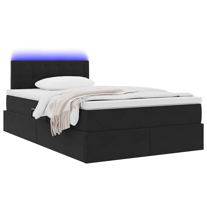 Pat cu saltea și LED cu saltea Negru 120 x 190 cm Catifea - WALTI WALTI