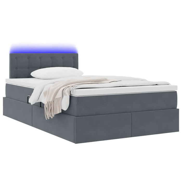 Pat cu lumini cu bandă LED Gri închis 120 x 200 cm Catifea - WALTI WALTI