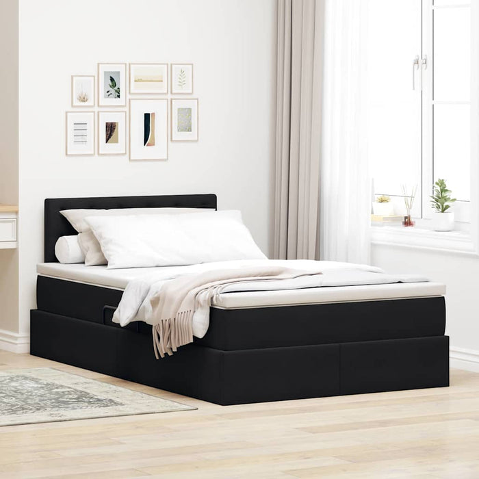 Pat cu lumini cu bandă LED Negru 120 x 200 cm Catifea - WALTI WALTI