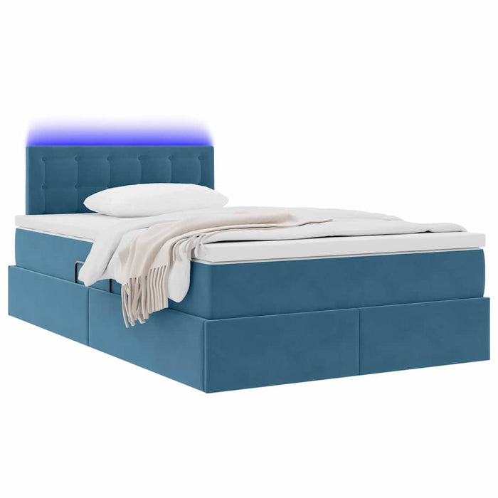 Pat cu lumini cu bandă LED Albastru închis 120 x 200 cm Catifea - WALTI WALTI