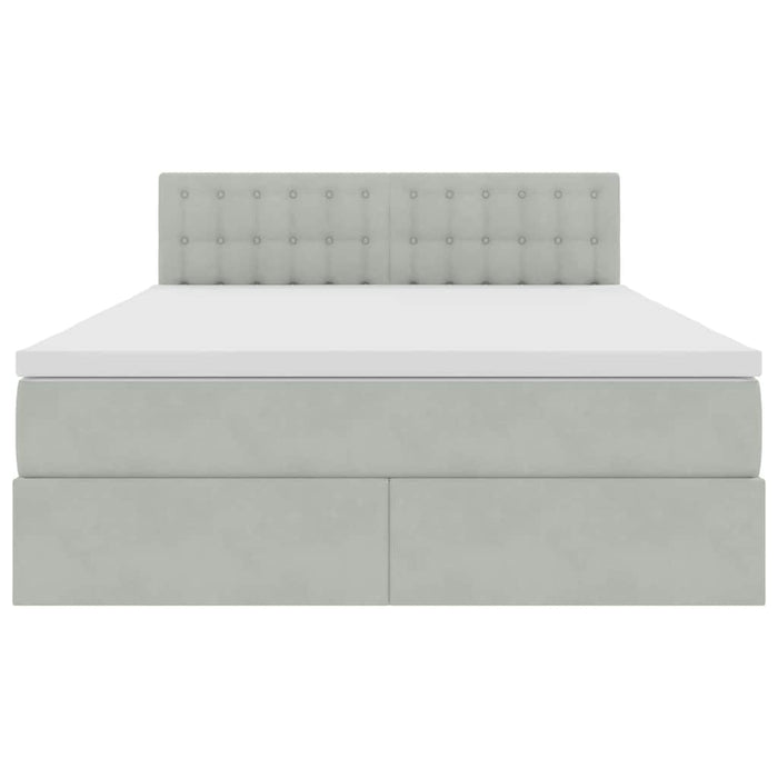 Pat cu lumini cu bandă LED Gri deschis 140 x 190 cm Catifea - WALTI WALTI
