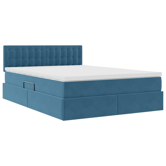 Pat cu lumini cu bandă LED Albastru închis 140 x 190 cm Catifea - WALTI WALTI