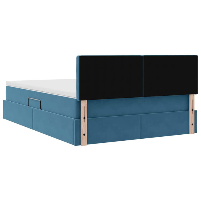 Pat cu lumini cu bandă LED Albastru închis 140 x 190 cm Catifea - WALTI WALTI