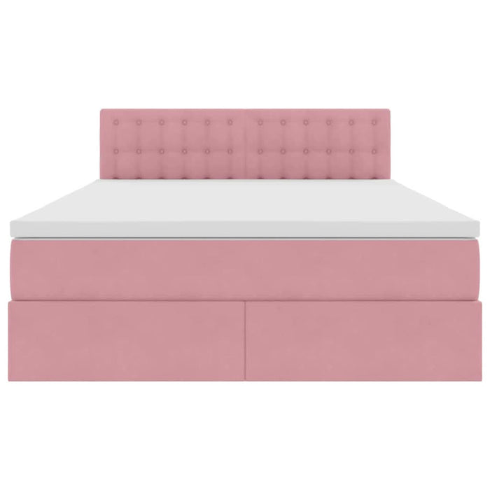 Pat cu lumini cu bandă LED Roz 140 x 190 cm Catifea - WALTI WALTI