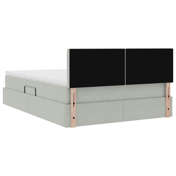 Pat cu lumini cu bandă LED Gri deschis 140 x 200 cm Catifea - WALTI WALTI