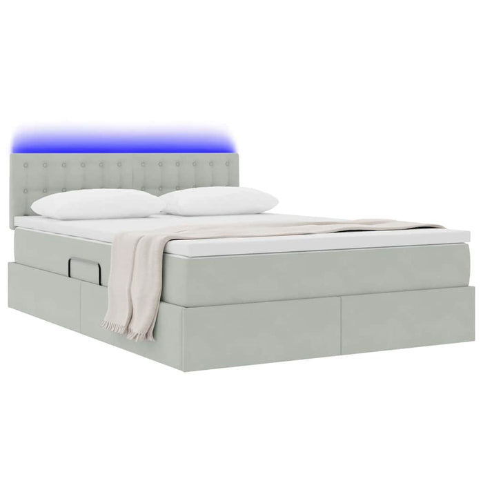 Pat cu lumini cu bandă LED Gri deschis 140 x 200 cm Catifea - WALTI WALTI
