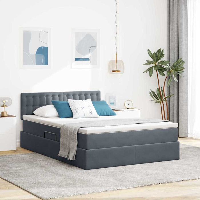 Pat cu lumini cu bandă LED Gri închis 140 x 200 cm Catifea - WALTI WALTI
