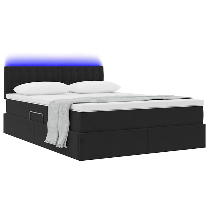Pat cu lumini cu bandă LED Negru 140 x 200 cm Catifea - WALTI WALTI