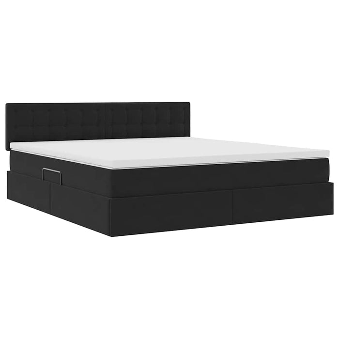 Pat cu lumini cu bandă LED Negru 160 x 200 cm Catifea - WALTI WALTI