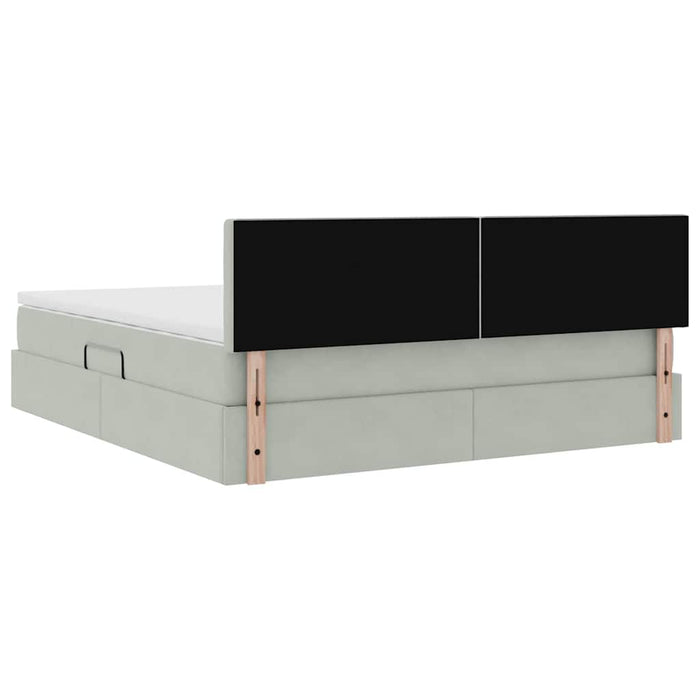 Pat cu lumini cu bandă LED Gri deschis 180 x 200 cm Catifea - WALTI WALTI