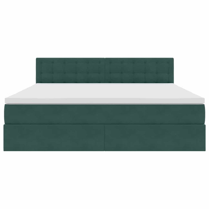 Pat cu lumini cu bandă LED Verde închis 180 x 200 cm Catifea - WALTI WALTI