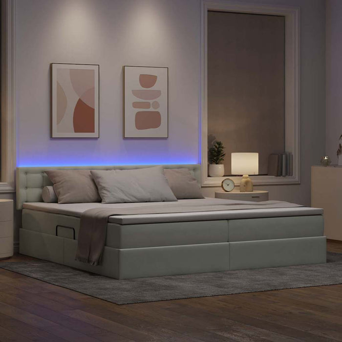 Pat cu lumini cu bandă LED Gri deschis 200 x 200 cm Catifea - WALTI WALTI