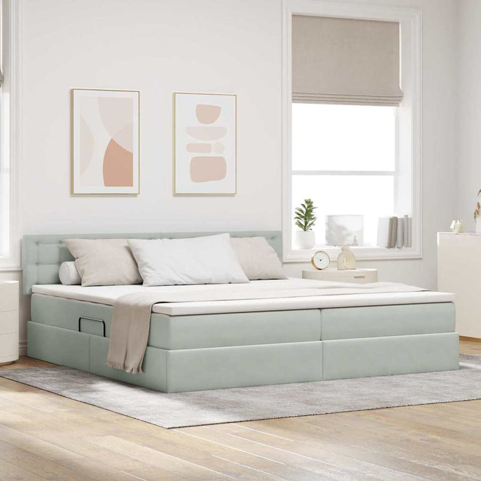 Pat cu lumini cu bandă LED Gri deschis 200 x 200 cm Catifea - WALTI WALTI