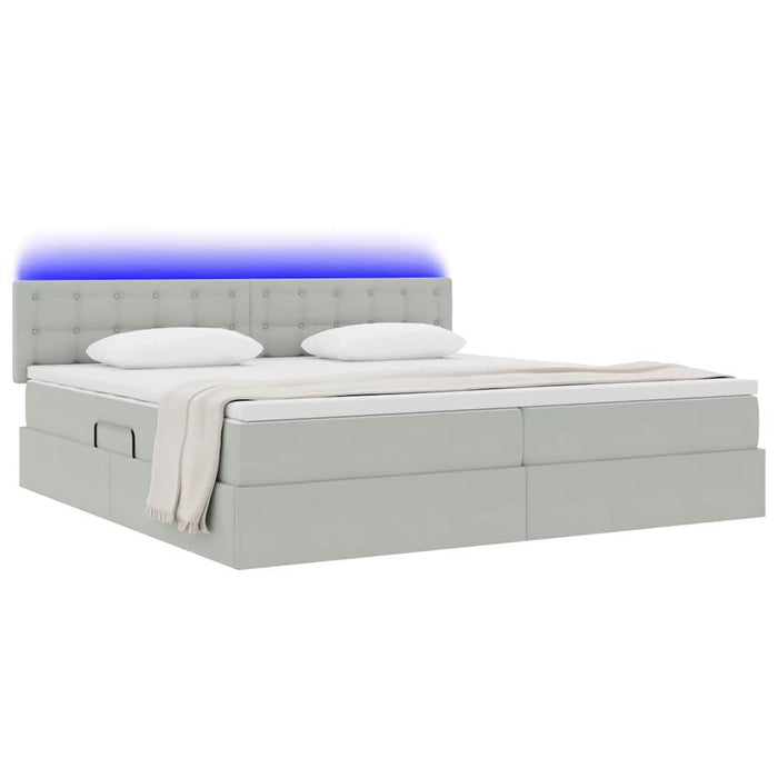 Pat cu lumini cu bandă LED Gri deschis 200 x 200 cm Catifea - WALTI WALTI