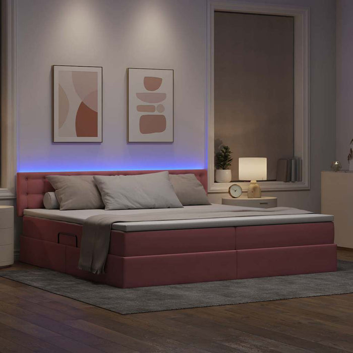 Pat cu lumini cu bandă LED Roz 200 x 200 cm Catifea - WALTI WALTI