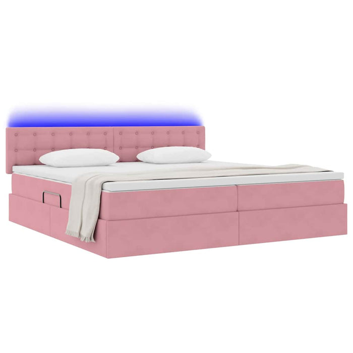 Pat cu lumini cu bandă LED Roz 200 x 200 cm Catifea - WALTI WALTI