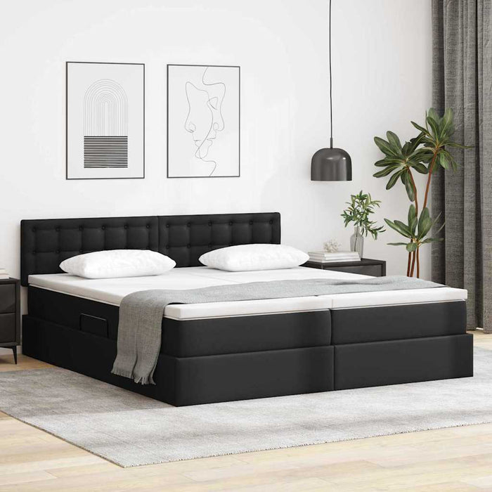 Pat cu saltea și LED Negru 180 x 200 cm Piele artificială - WALTI WALTI