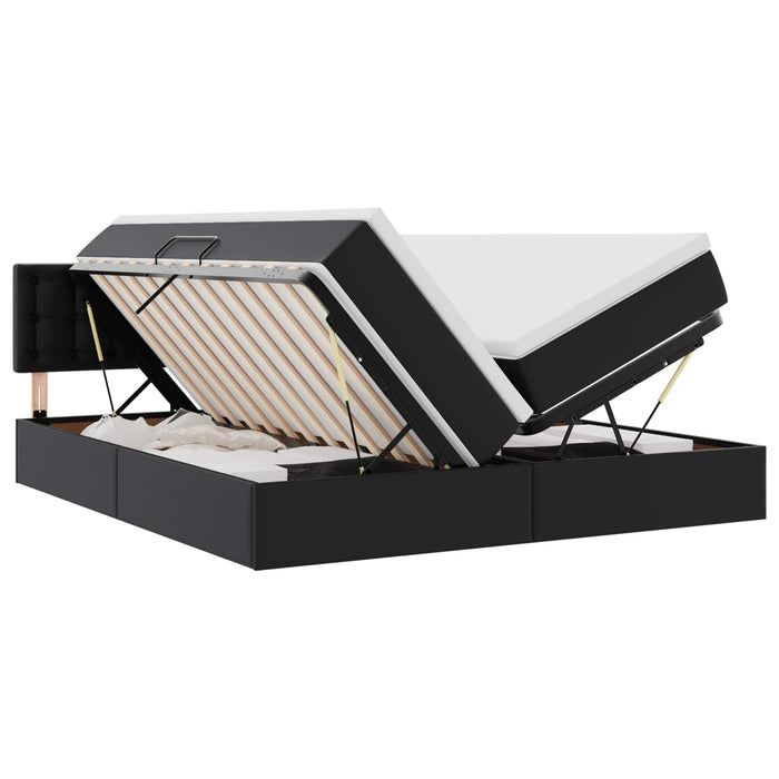 Pat cu saltea și LED Negru 180 x 200 cm Piele artificială - WALTI WALTI
