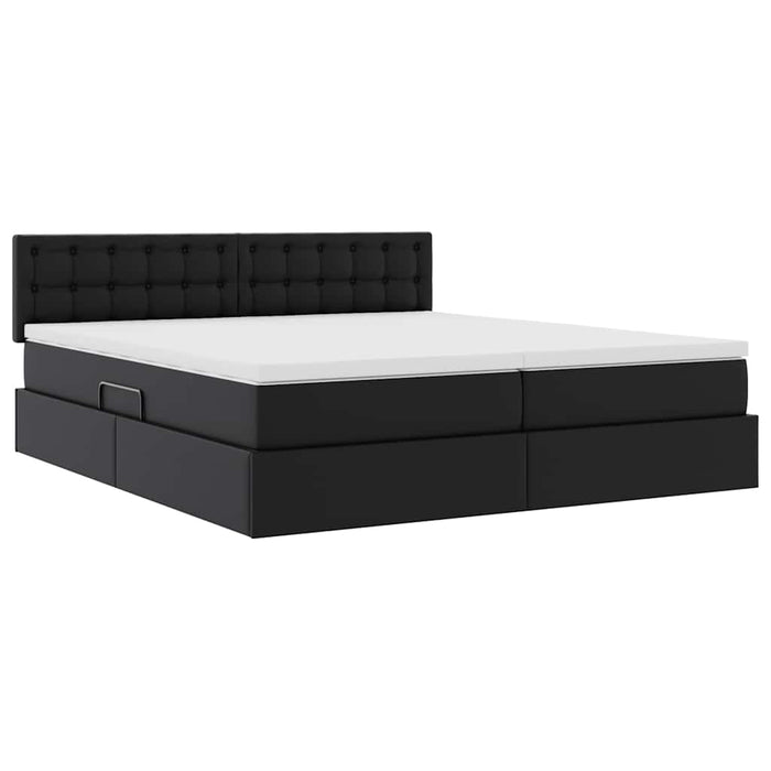 Pat cu saltea și LED Negru 180 x 200 cm Piele artificială - WALTI WALTI
