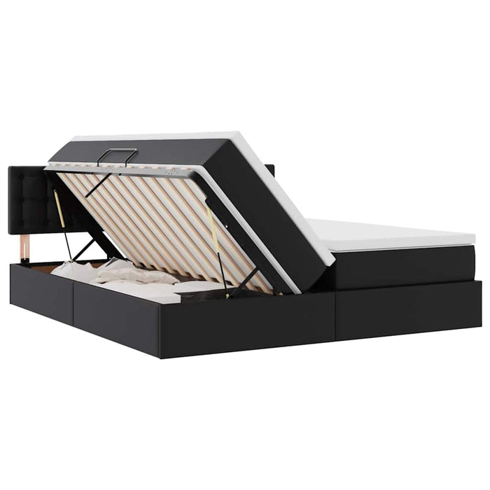 Pat cu saltea și LED Negru 180 x 200 cm Piele artificială - WALTI WALTI