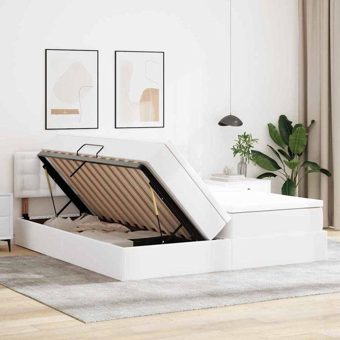 Pat cu saltea și LED Alb pur 180 x 200 cm Piele artificială - WALTI WALTI