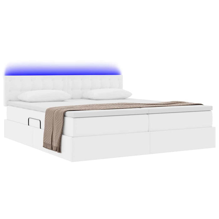 Pat cu saltea și LED Alb pur 180 x 200 cm Piele artificială - WALTI WALTI