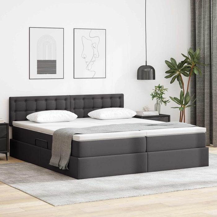 Pat cu saltea și LED cu led Gri 180 x 200 cm Piele artificială - WALTI WALTI