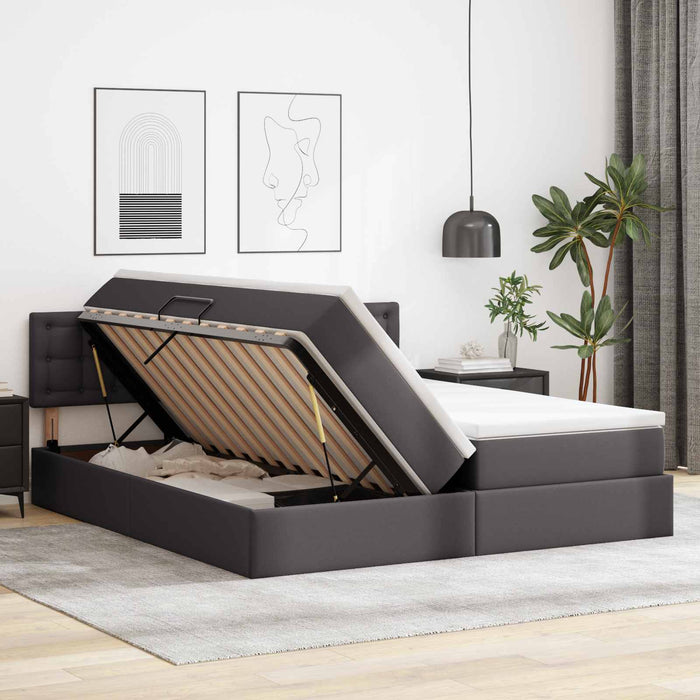 Pat cu saltea și LED cu led Gri 180 x 200 cm Piele artificială - WALTI WALTI