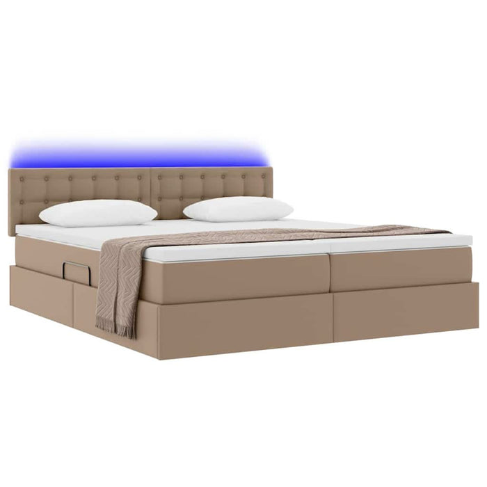 Pat cu saltea și LED Cappuccino 180 x 200 cm Piele artificială - WALTI WALTI