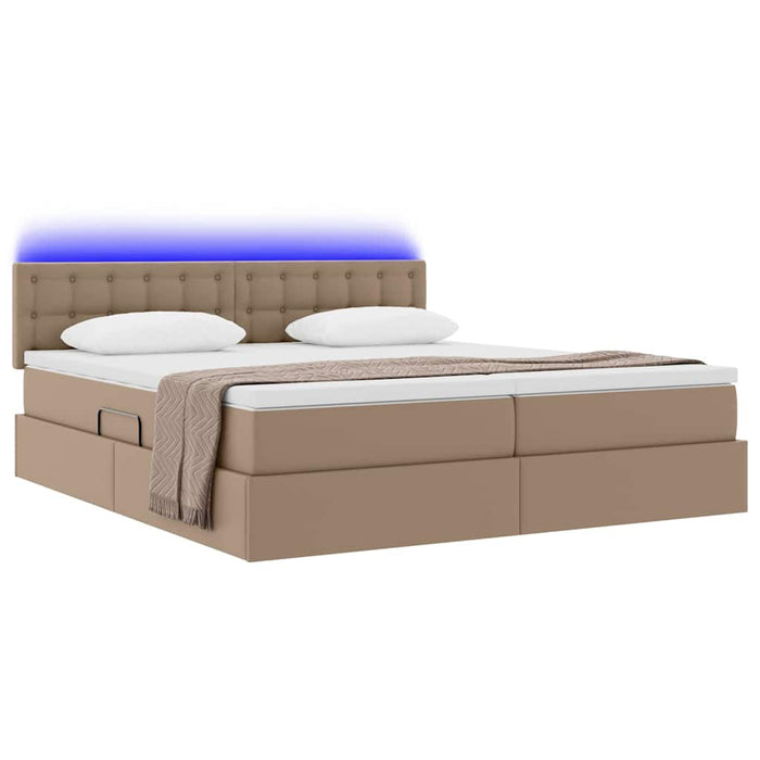 Pat cu saltea și LED Cappuccino 200 x 200 cm Piele artificială WALTI