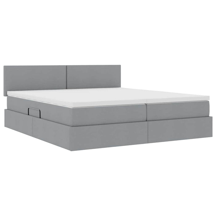 Pat cu lumini cu bandă LED Gri deschis 180 x 200 cm țesătură - WALTI WALTI