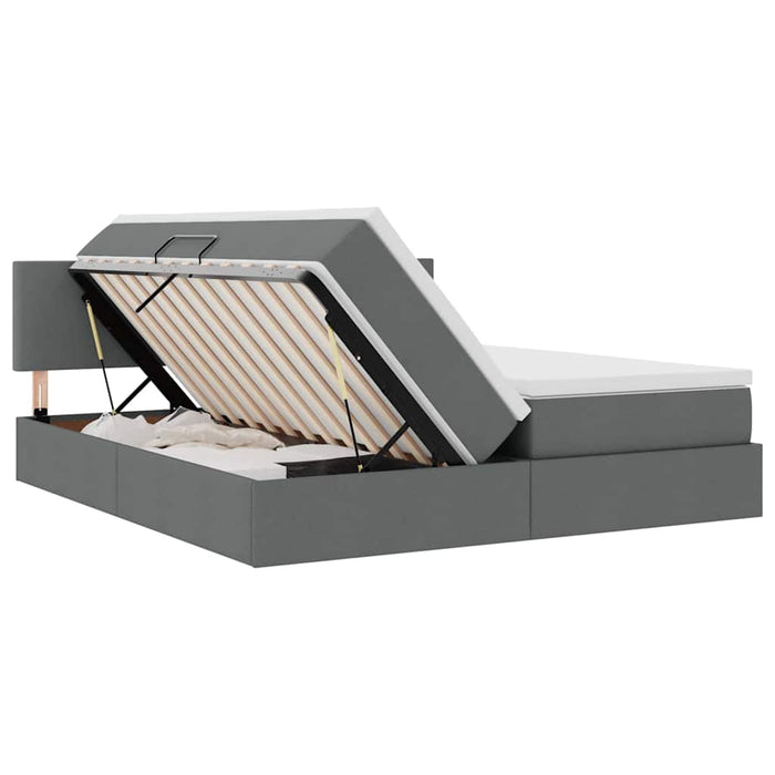 Pat cu lumini cu bandă LED Gri închis 180 x 200 cm țesătură - WALTI WALTI