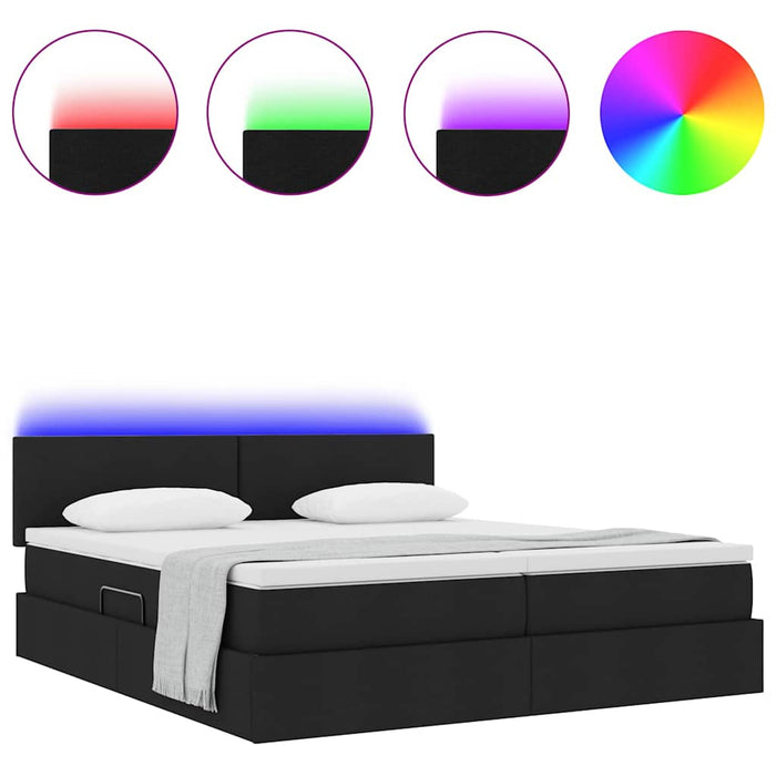 Pat cu lumini cu bandă LED Negru 180 x 200 cm țesătură - WALTI WALTI