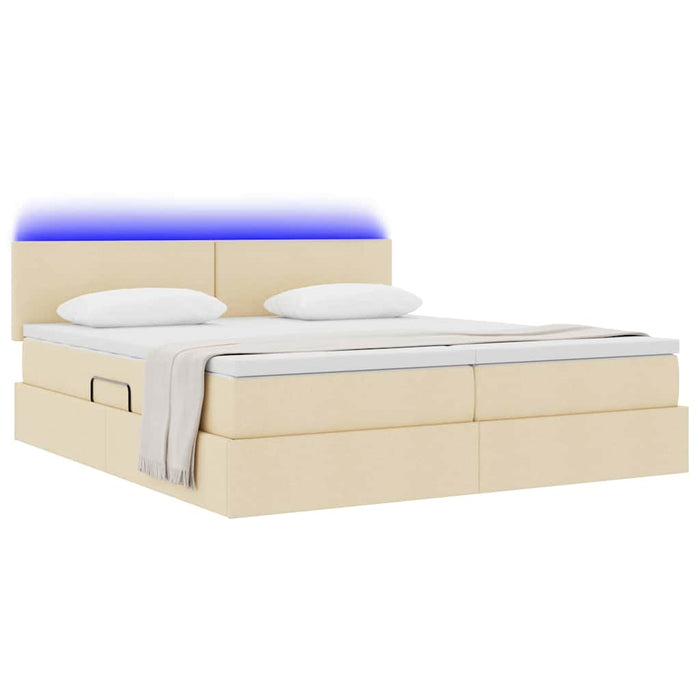 Pat cu lumini cu bandă LED Creme 180 x 200 cm țesătură - WALTI WALTI