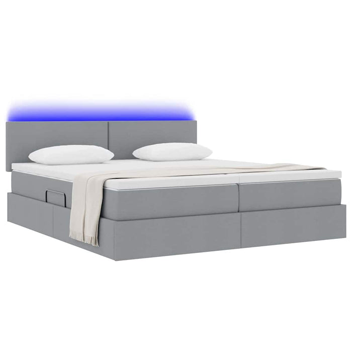 Pat cu lumini cu bandă LED Gri deschis 200 x 200 cm țesătură - WALTI WALTI