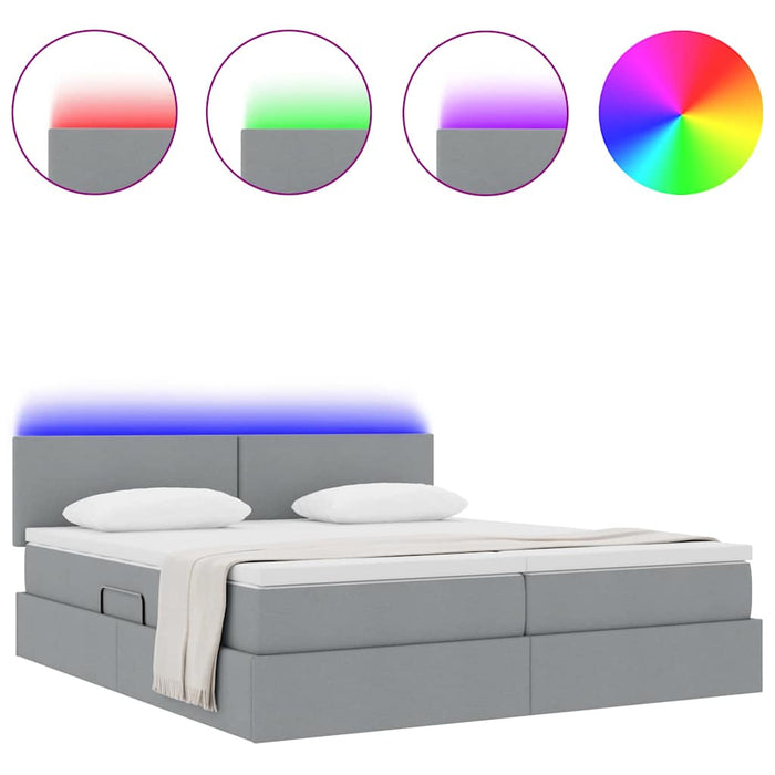 Pat cu lumini cu bandă LED Gri deschis 200 x 200 cm țesătură - WALTI WALTI
