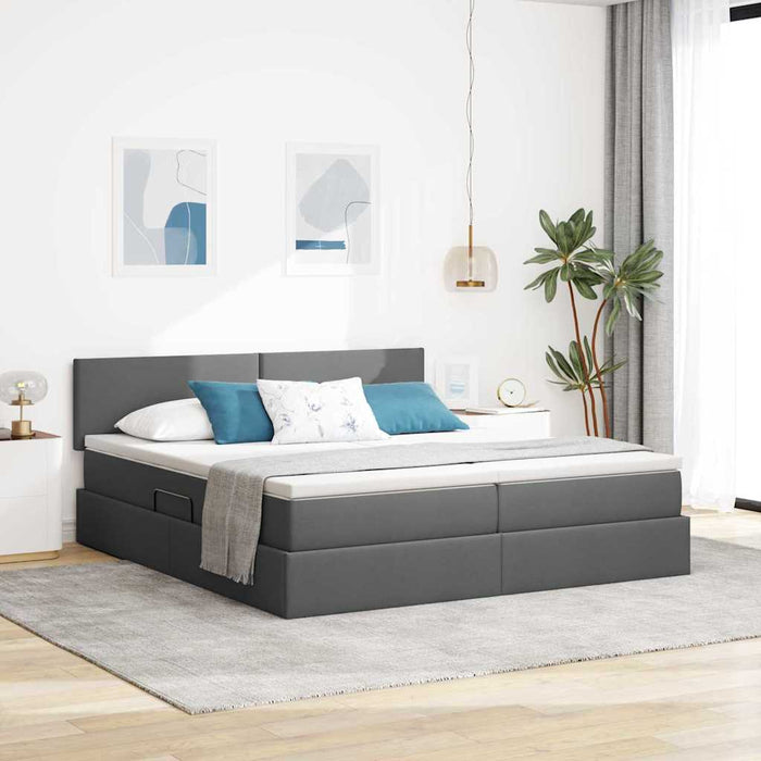 Pat cu lumini cu bandă LED Gri închis 200 x 200 cm țesătură - WALTI WALTI
