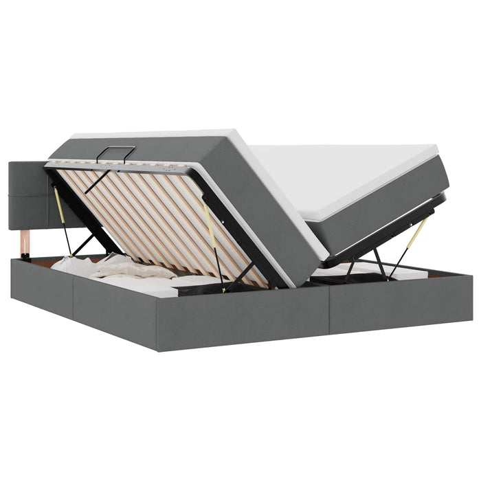 Pat cu lumini cu bandă LED Gri închis 180 x 200 cm țesătură - WALTI WALTI