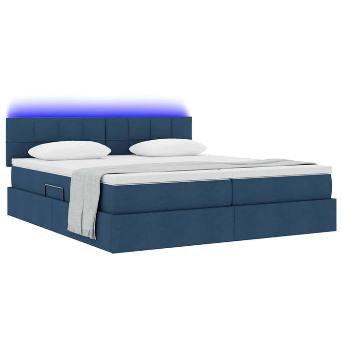 Pat cu lumini cu bandă LED albastru 180 x 200 cm țesătură - WALTI WALTI