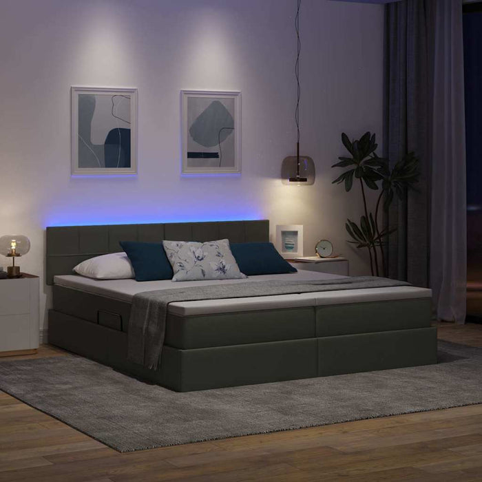 Pat cu lumini cu bandă LED Gri închis 200 x 200 cm țesătură - WALTI WALTI