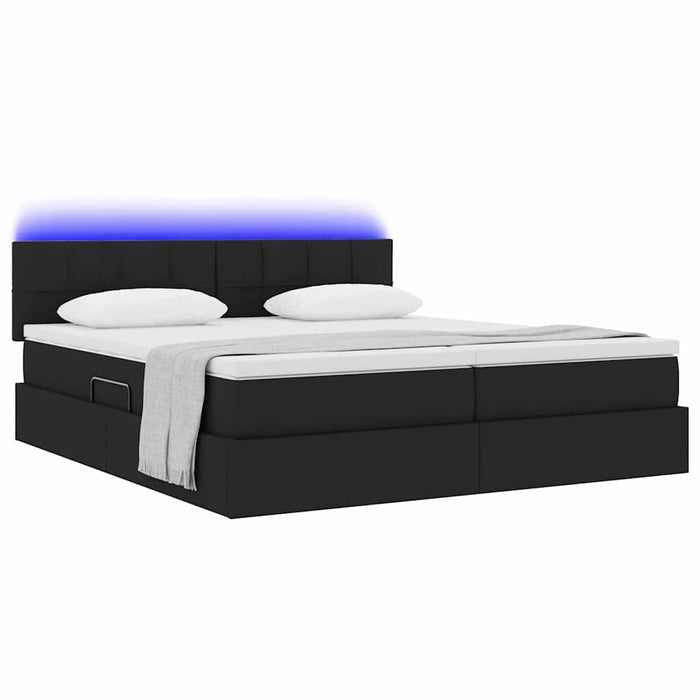 Pat cu lumini cu bandă LED Negru 200 x 200 cm țesătură - WALTI WALTI