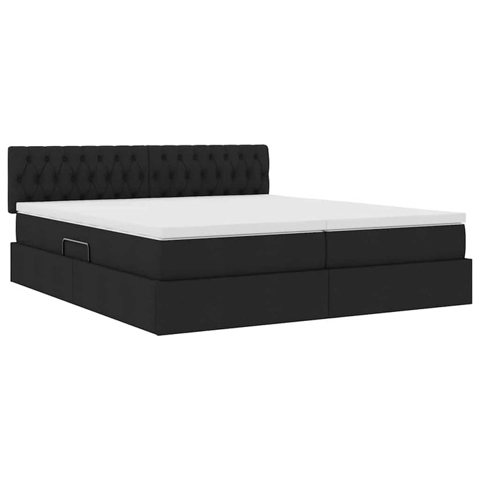 Pat cu lumini cu bandă LED Negru 180 x 200 cm țesătură - WALTI WALTI