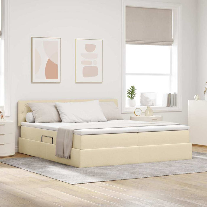 Pat cu lumini cu bandă LED Creme 200 x 200 cm țesătură - WALTI WALTI