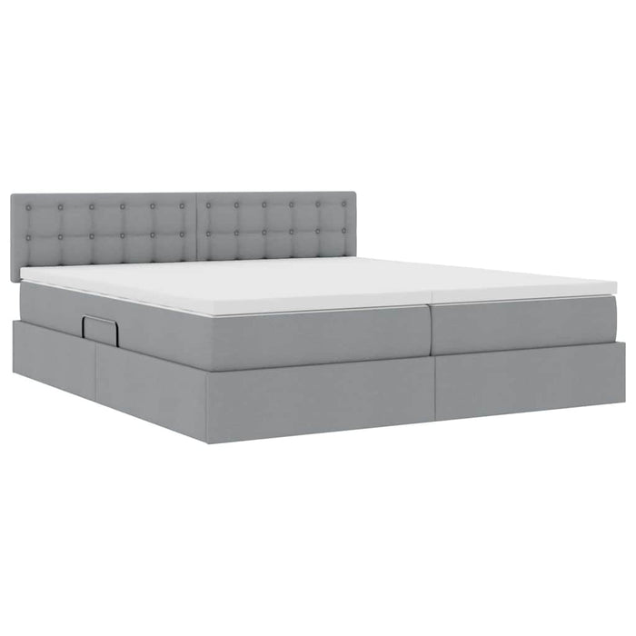 Pat cu lumini cu bandă LED Gri deschis 180 x 200 cm țesătură - WALTI WALTI